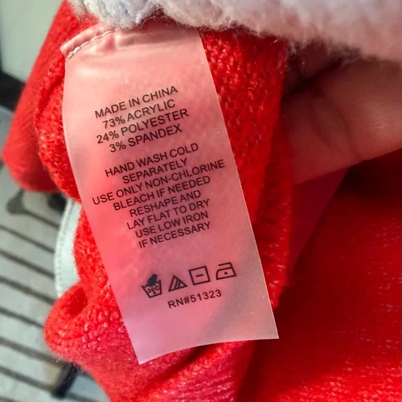 Vince Camuto Vibrant Tangerine Orange Crew Neck Sweater with Raglan Puff Sleeves - Picture 5 of 10